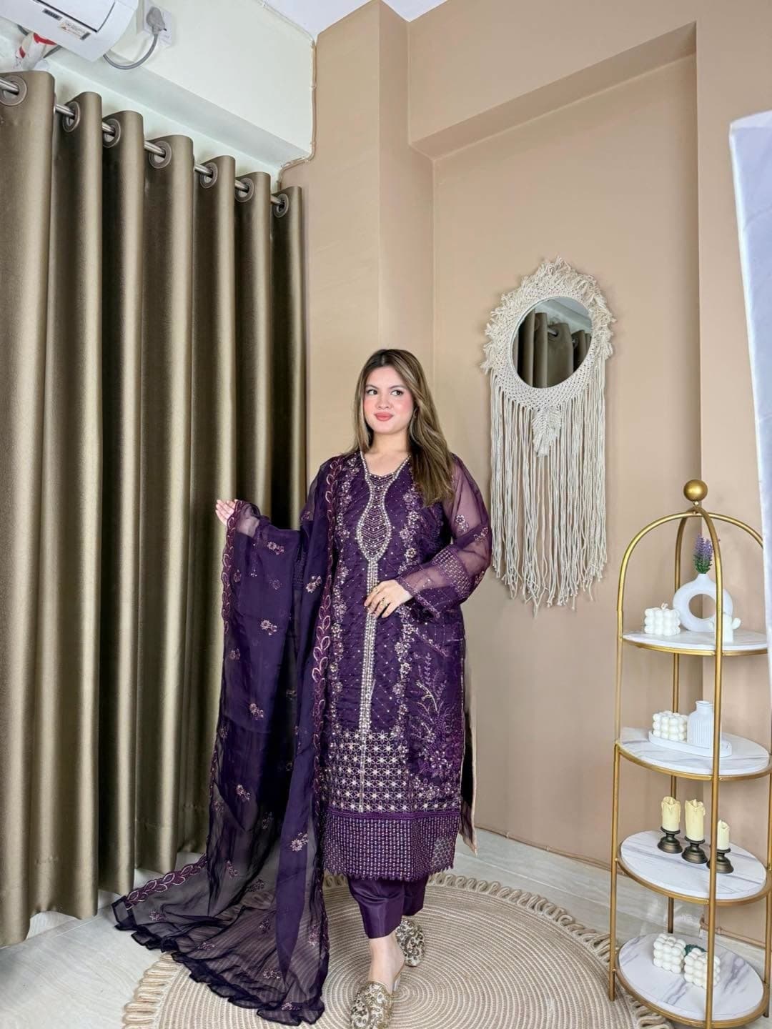 💜 Royal Amethyst  Embroidered Dress